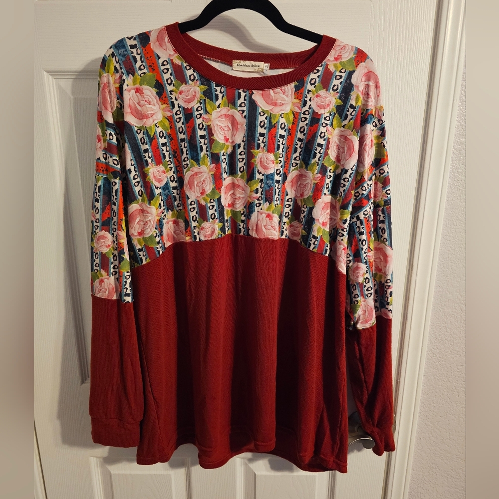 Floral Striped Long Sleeve Top